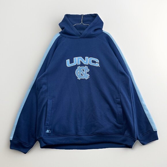 Vintage Starter UNC North Carolina Blue Fleece Hoodie Sweatshirt Size XL Read - Picture 1 of 16